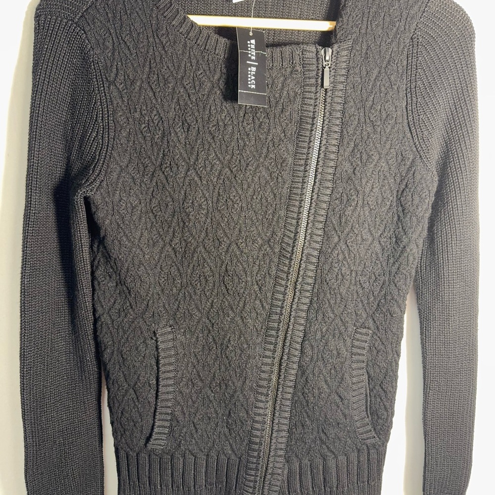 White House Black Market Textured Black Cardigan NWT